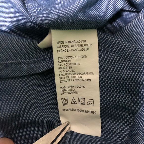 Izod Saltwater Blue Men Button Down Shirt Sz Med - Picture 4 of 4